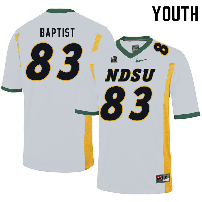 Youth #83 DJ Baptist North Dakota State Bison College Football Jerseys Sale-White - Click Image to Close